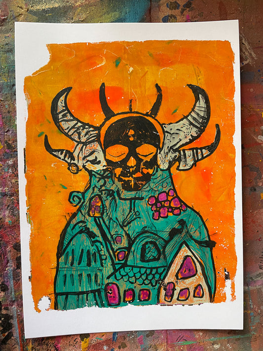 Servant - original gelli plate print